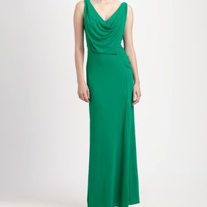 BCBG Lena Draped Gown - Light Kelly Green
